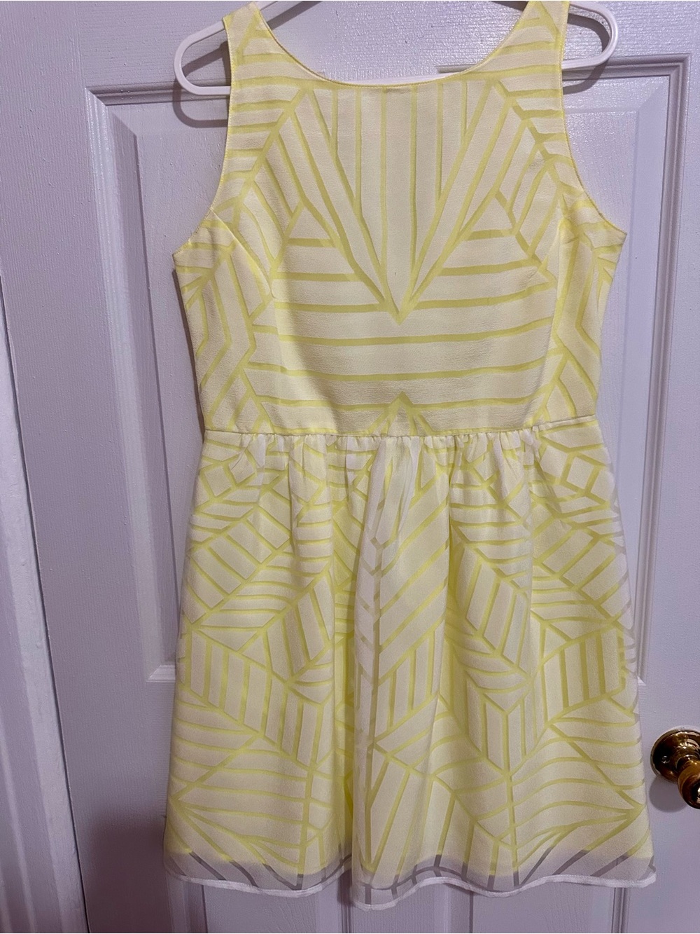 Promod Yellow Geometric Fit & Flare Dress